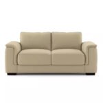 Miles 2 Seater Bamboo Fabric Sofa In Sky Blue Fabric - Cream Leatherette