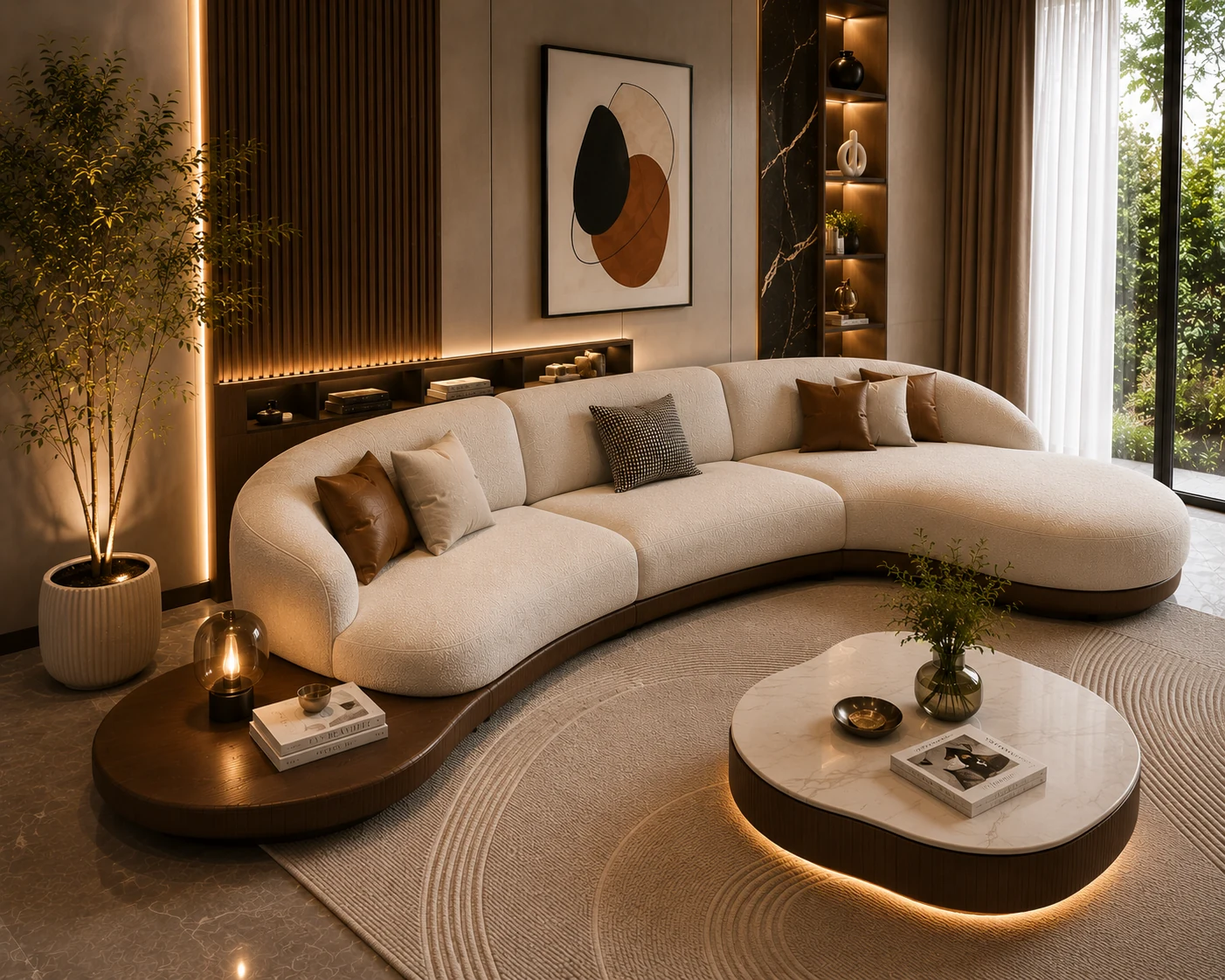 Sleek Curved 4-Seater Sofa - Side Profile | TheStarWorld Luxury Sofa