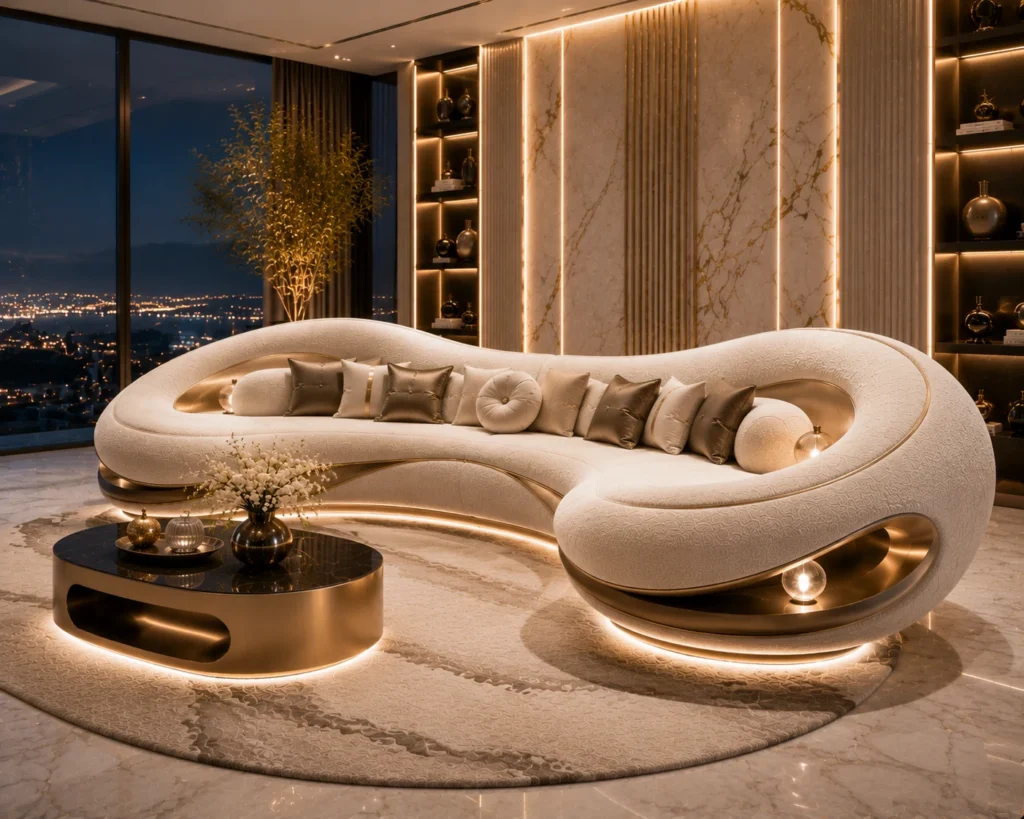 Imperial City Glow Sofa - Side Profile | TheStarWorld Luxury Sofa