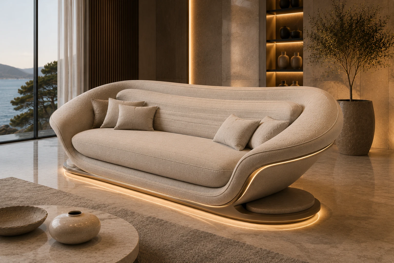 Premium Caramel Leather Sofa â Rear View | TheStarWorld