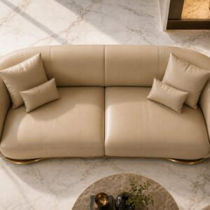 Luxury Tufted Golden Trim Sofa — Front | TheStarWorld