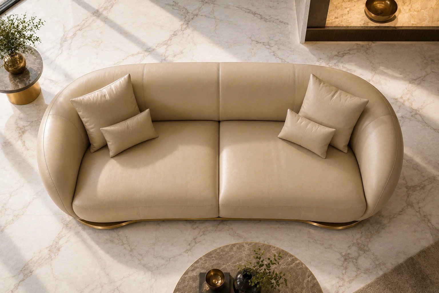 Luxury Tufted Golden Trim Sofa — Front | TheStarWorld