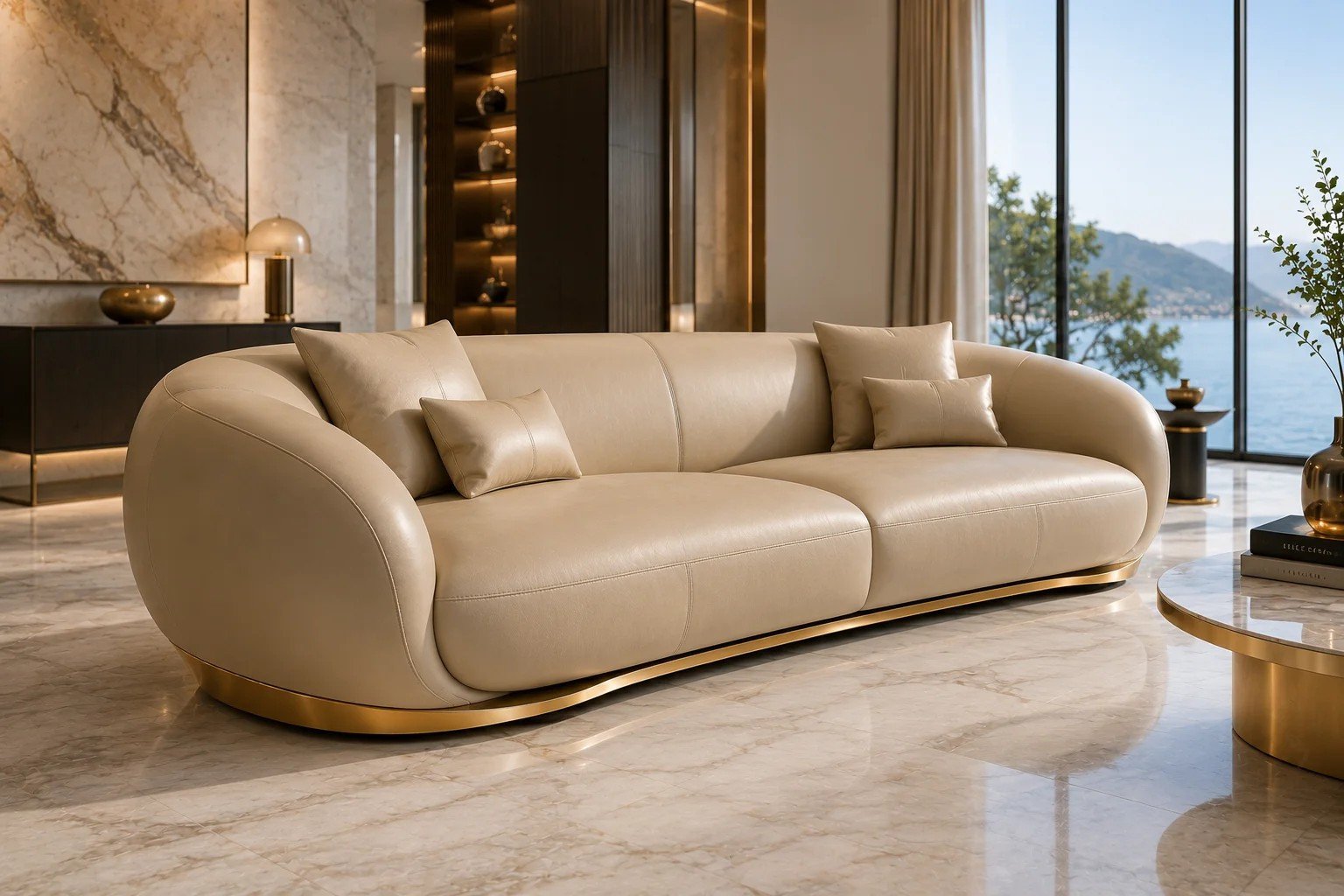 Luxury Tufted Golden Trim Sofa — Back | TheStarWorld