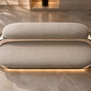 Premium Wood Shelf Armrest Sofa — Front | TheStarWorld
