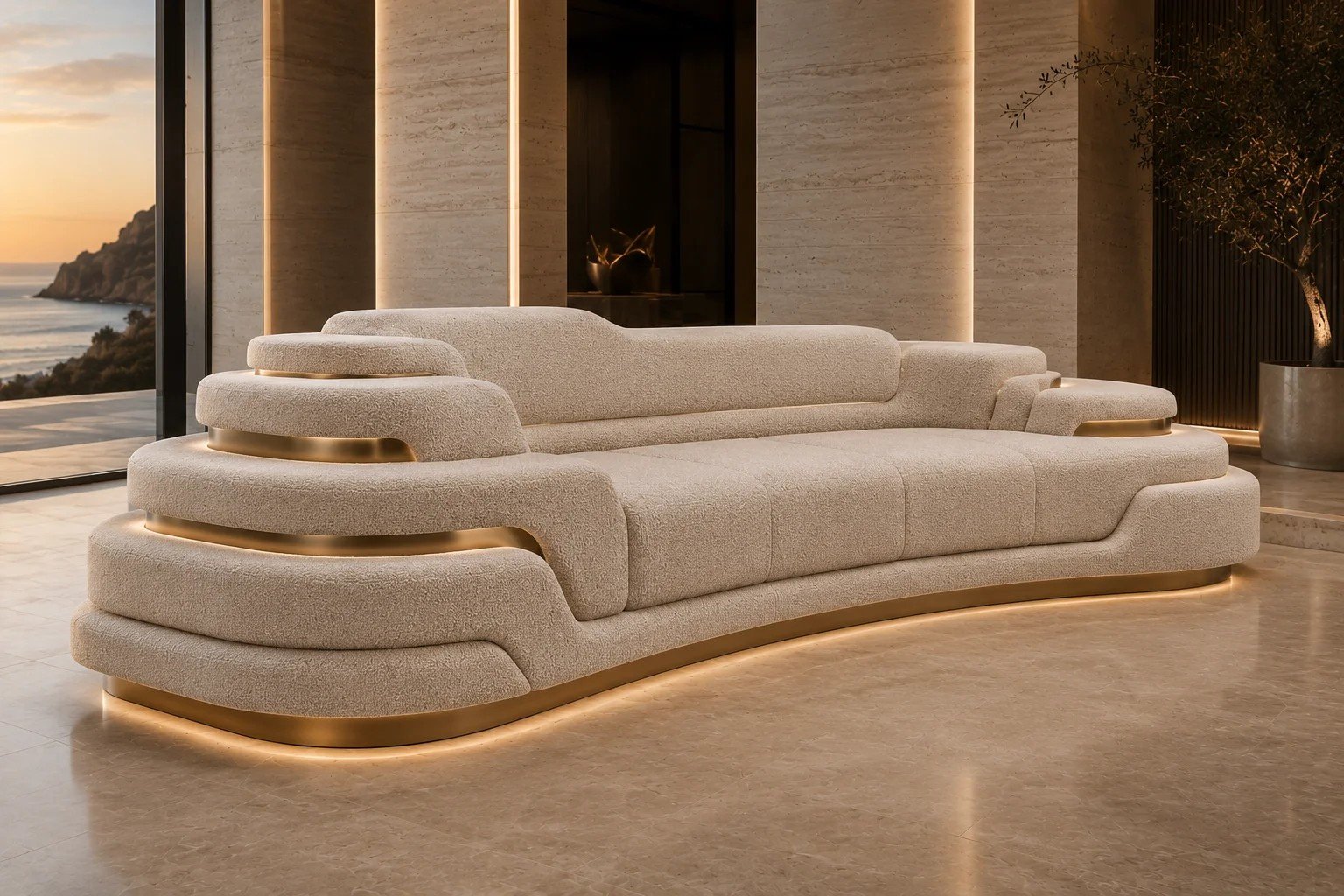 Plush Cream Fabric Sofa â Back | TheStarWorld