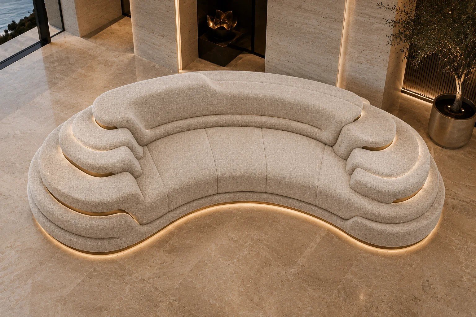 Plush Cream Fabric Sofa â Angle | TheStarWorld