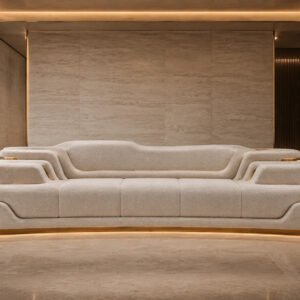 Plush Cream Fabric Sofa — Front | TheStarWorld