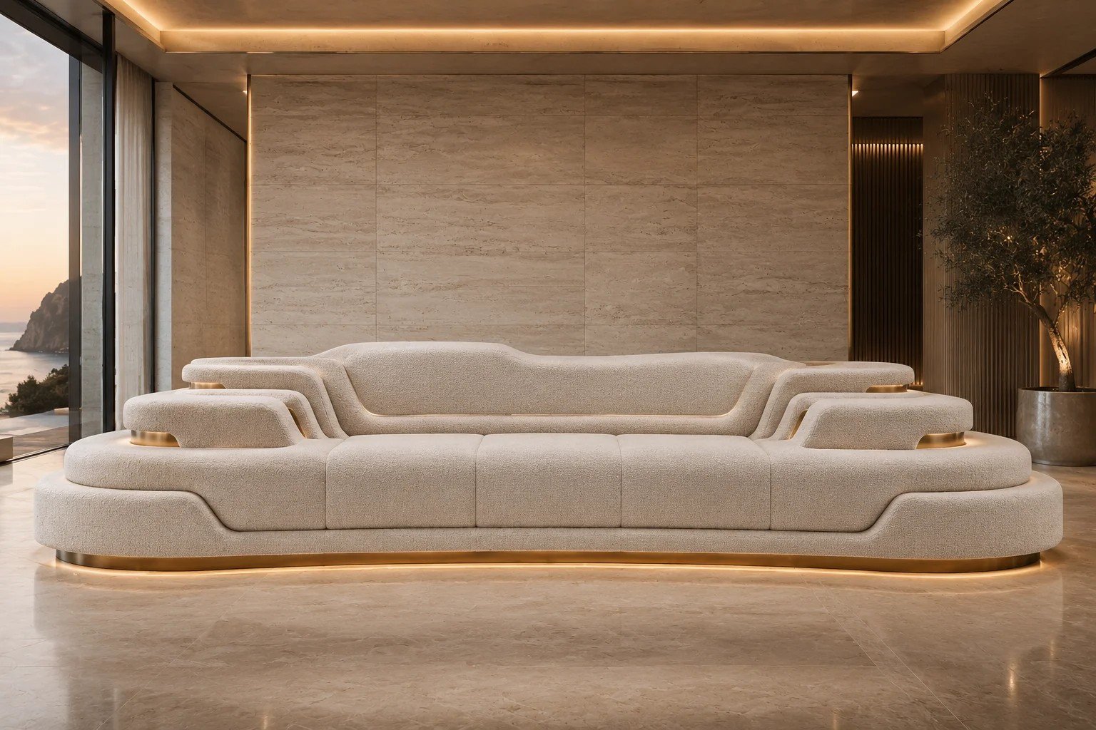 Plush Cream Fabric Sofa â Front | TheStarWorld