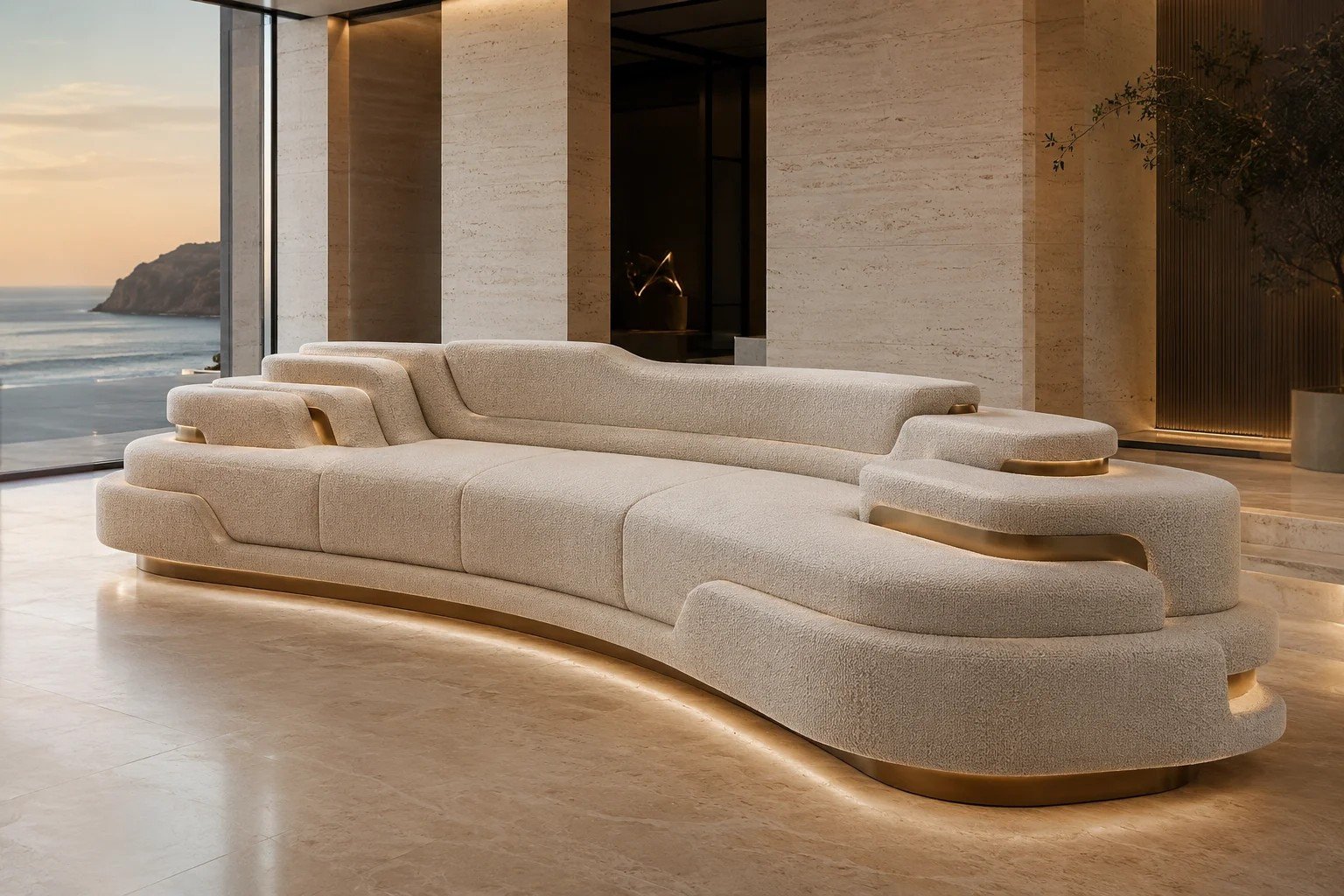 Plush Cream Fabric Sofa â Side | TheStarWorld
