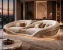 Supreme White Curved Gold Sofa - Angled View | TheStarWorld Luxury Sofa