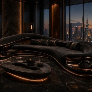 Vintage Dark Penthouse Sofa - Front View | TheStarWorld Luxury Sofa