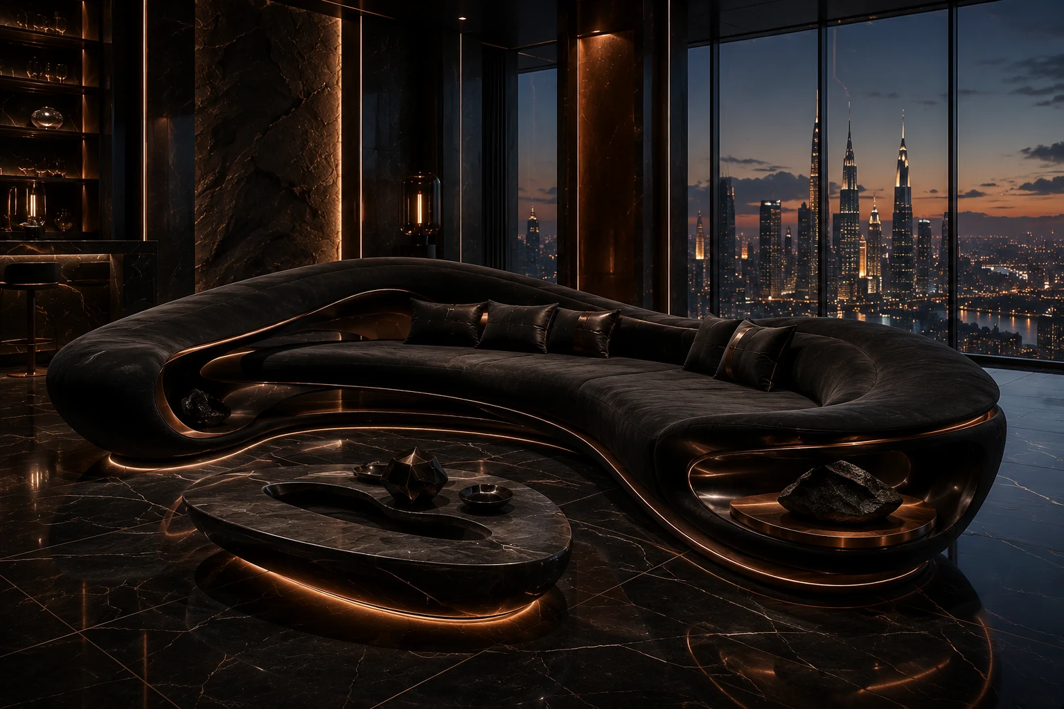 Vintage Dark Penthouse Sofa - Front View | TheStarWorld Luxury Sofa