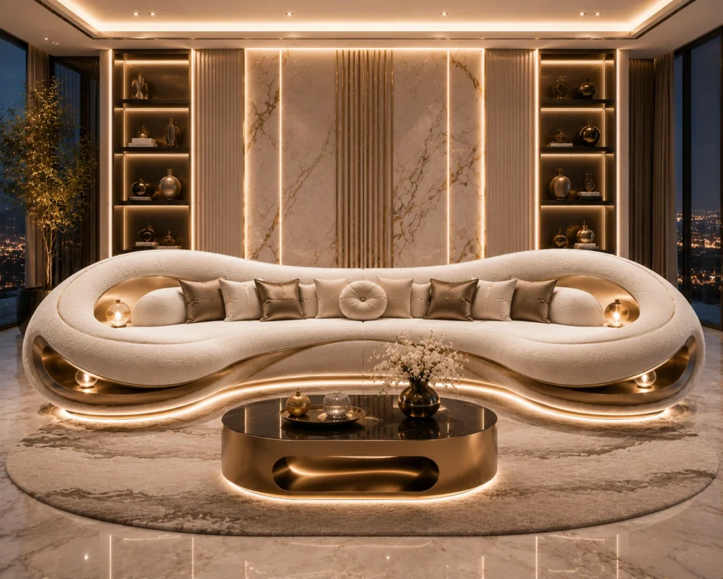 Imperial City Glow Sofa - Front View | TheStarWorld Luxury Sofa
