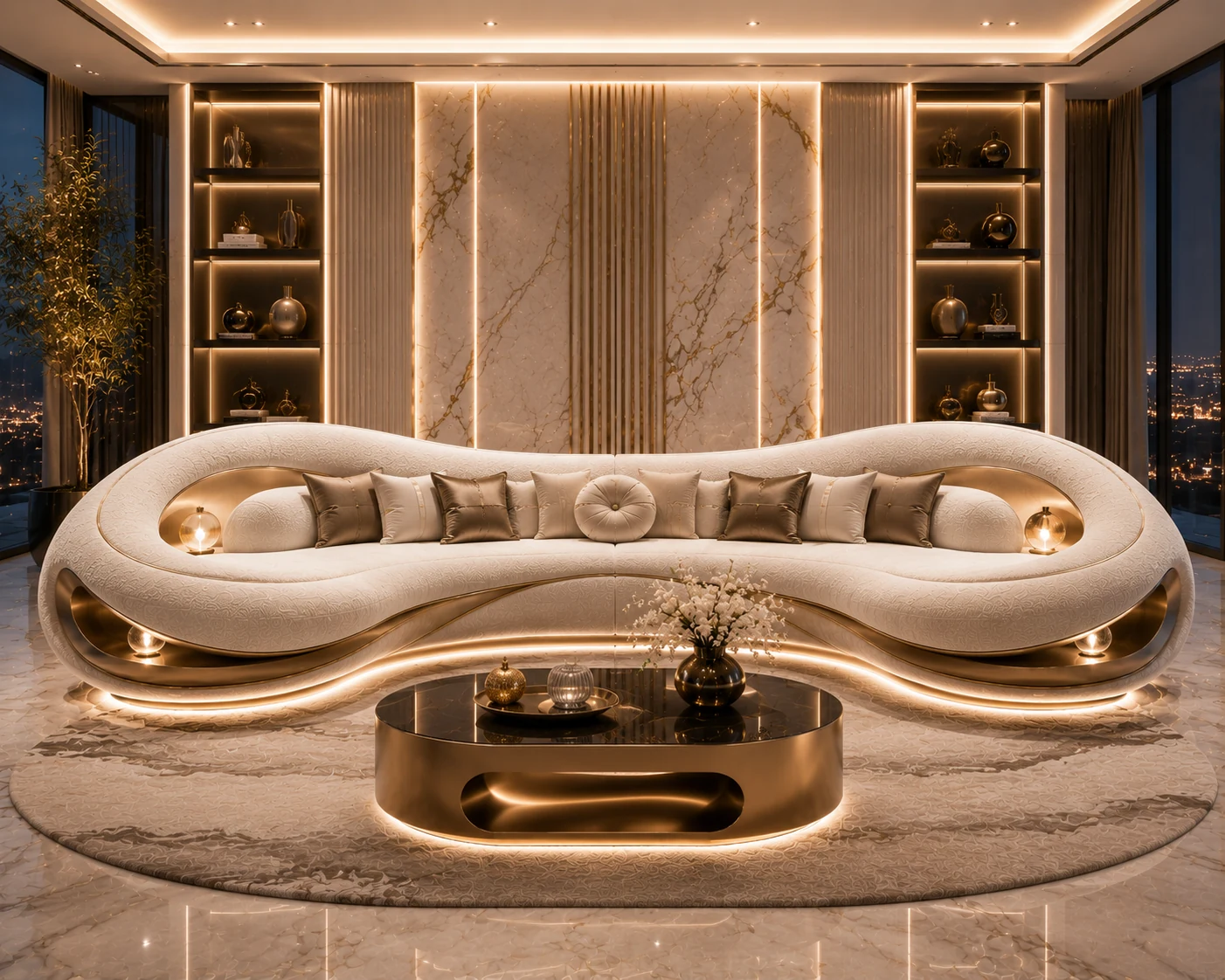 Imperial City Glow Sofa - Front View | TheStarWorld Luxury Sofa