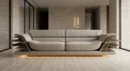 Premium Wood Shelf Armrest Sofa — Front View | TheStarWorld