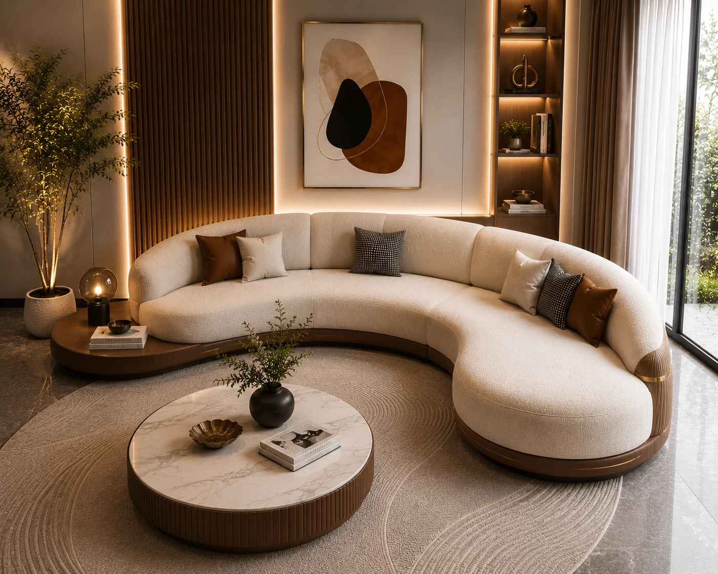 Sleek Curved 4-Seater Sofa - Rear View | TheStarWorld Luxury Sofa