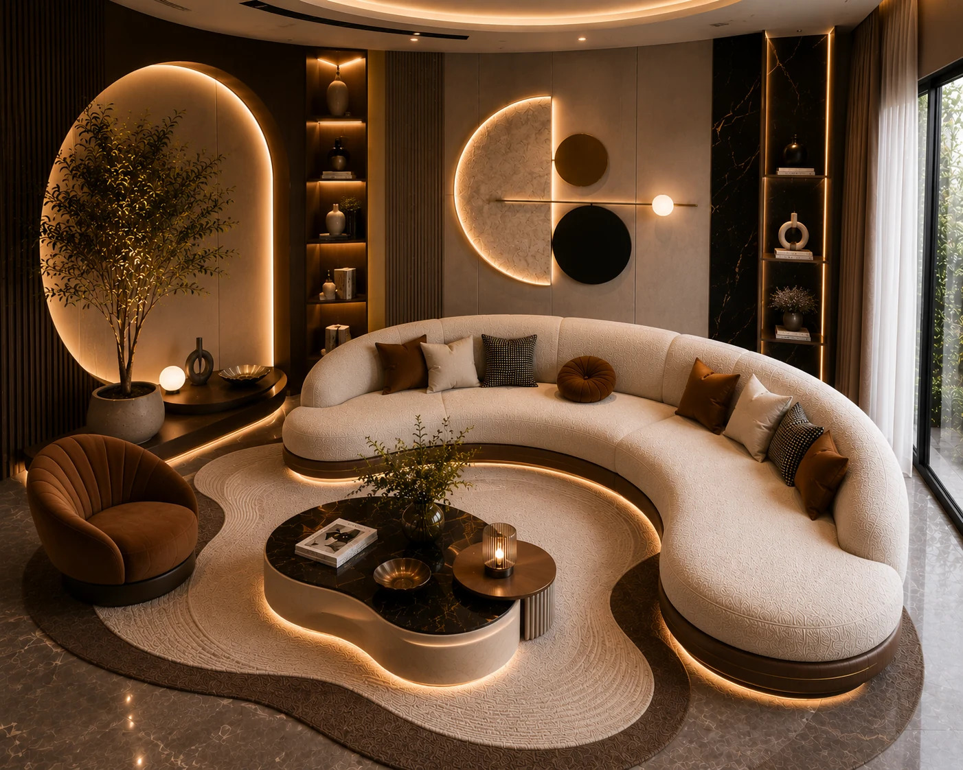 Luxe Curved with Armchair Sofa - Rear View | TheStarWorld Luxury Sofa