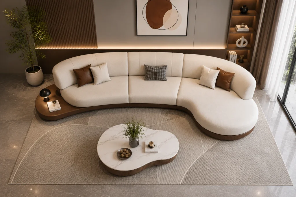 Elite Curved 5-Seater Sofa - Rear View | TheStarWorld Luxury Sofa