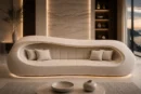 Plush Cream Fabric Sofa — Front View | TheStarWorld