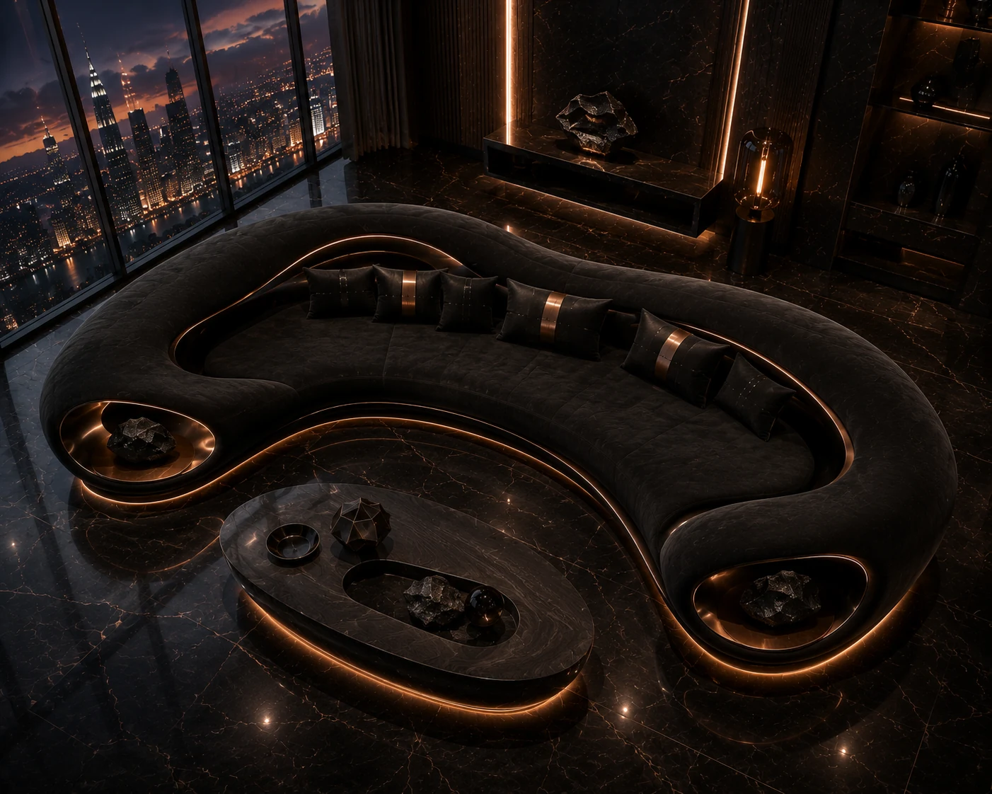 Vintage Dark Penthouse Sofa - Angled View | TheStarWorld Luxury Sofa