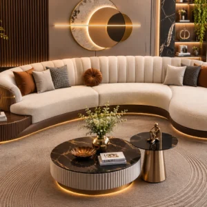 Sleek Curved 4-Seater Sofa - Front View | TheStarWorld Luxury Sofa