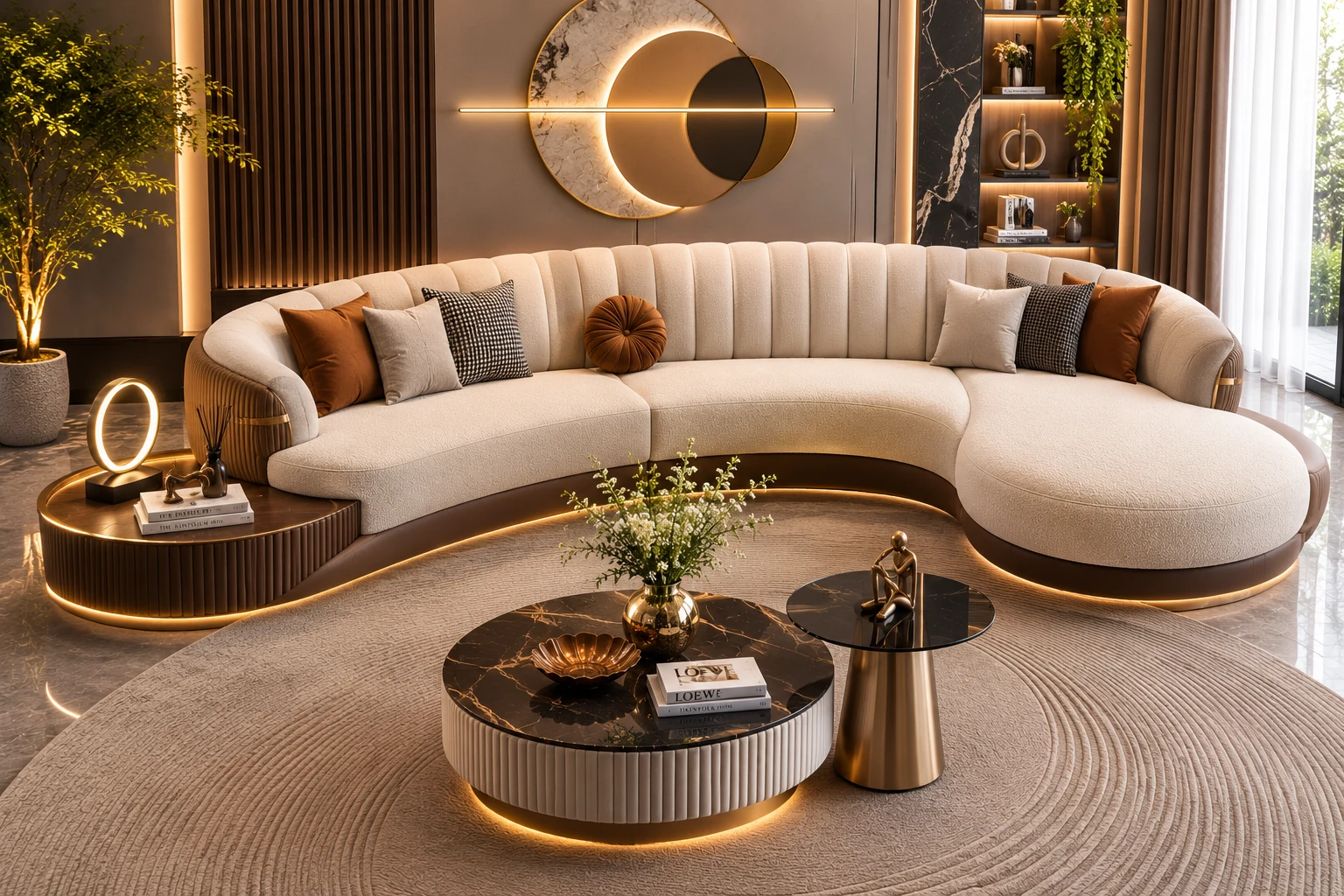 Sleek Curved 4-Seater Sofa - Front View | TheStarWorld Luxury Sofa