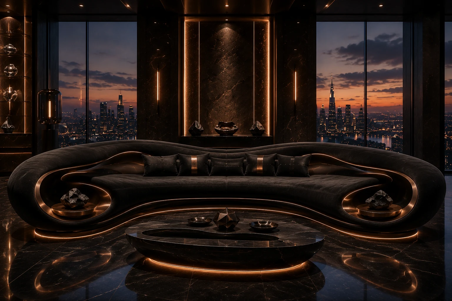 Vintage Dark Penthouse Sofa - Side Profile | TheStarWorld Luxury Sofa