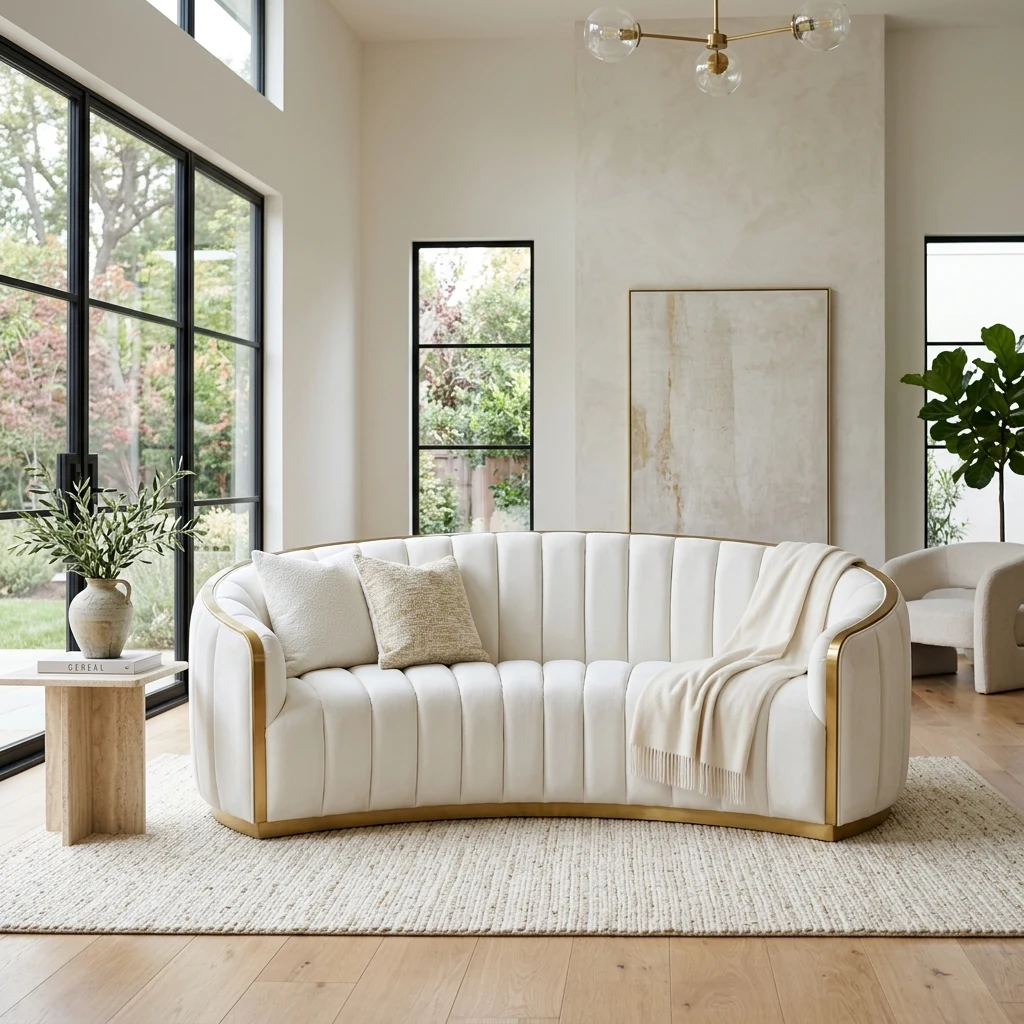 Vintage Ethereal Minimalist Sofa - Angled View | TheStarWorld Luxury Sofa