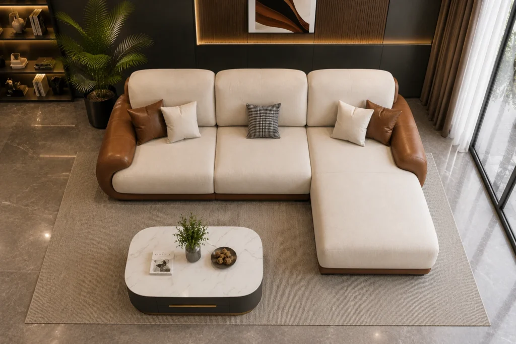 Royal L-Shape Sectional Sofa - Angled View | TheStarWorld Luxury Sofa