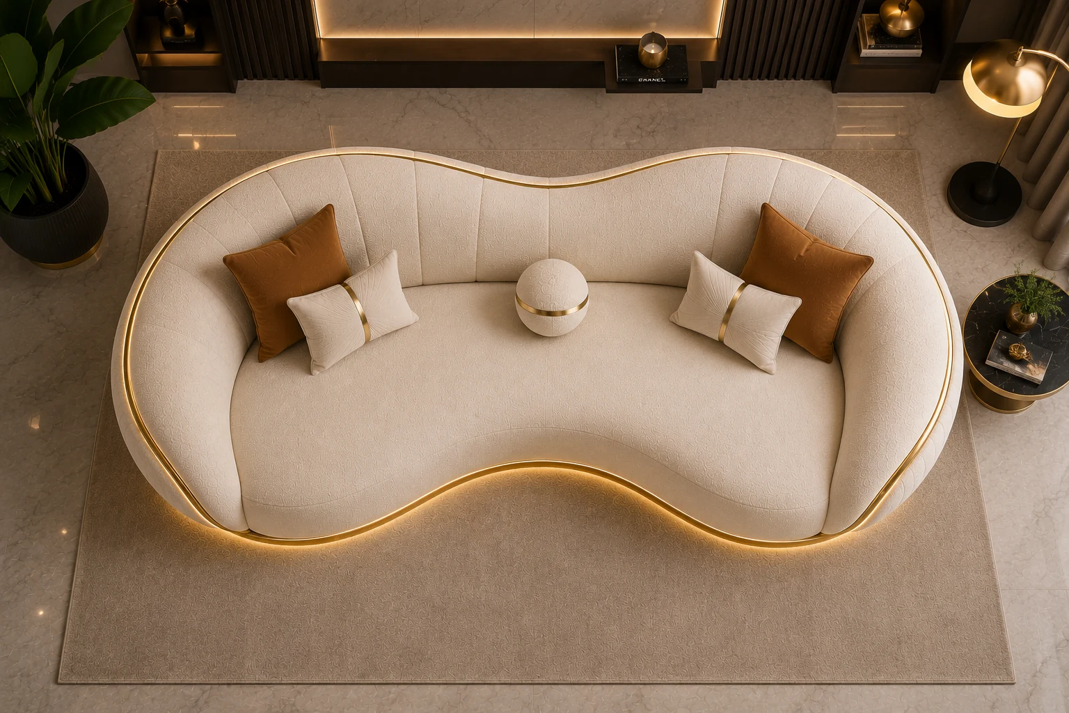 Royal Gold Accent 3-Seater Sofa - Rear View | TheStarWorld Luxury Sofa