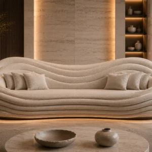 Sleek Modern Black Leather Sofa — Front View | TheStarWorld