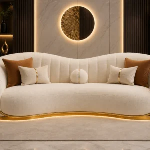 Royal Gold Accent 3-Seater Sofa - Front View | TheStarWorld Luxury Sofa