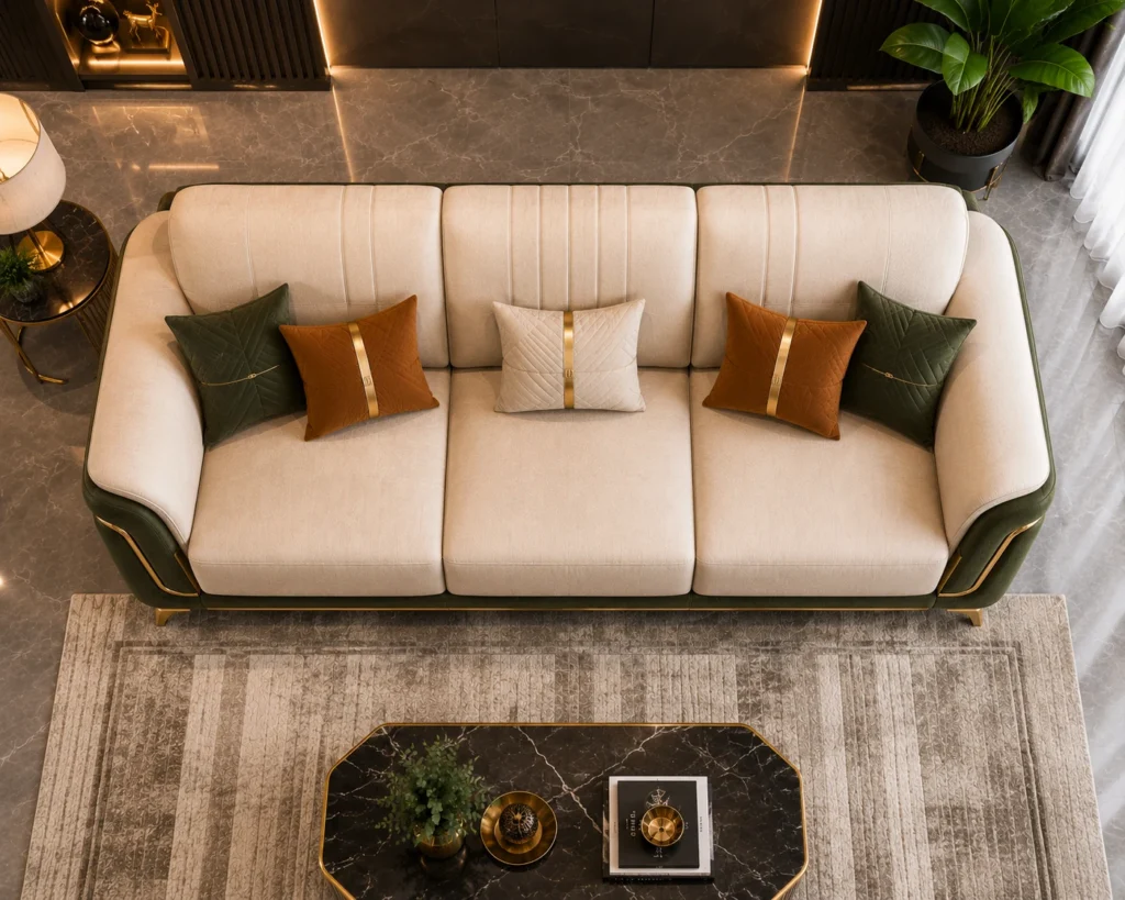 Royal Green Trim Sofa - Rear View | TheStarWorld Luxury Sofa