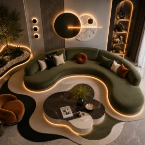 Modern Green Curved Sofa - Front View | TheStarWorld Luxury Sofa