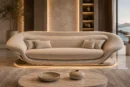 Premium Caramel Leather Sofa — Front View | TheStarWorld