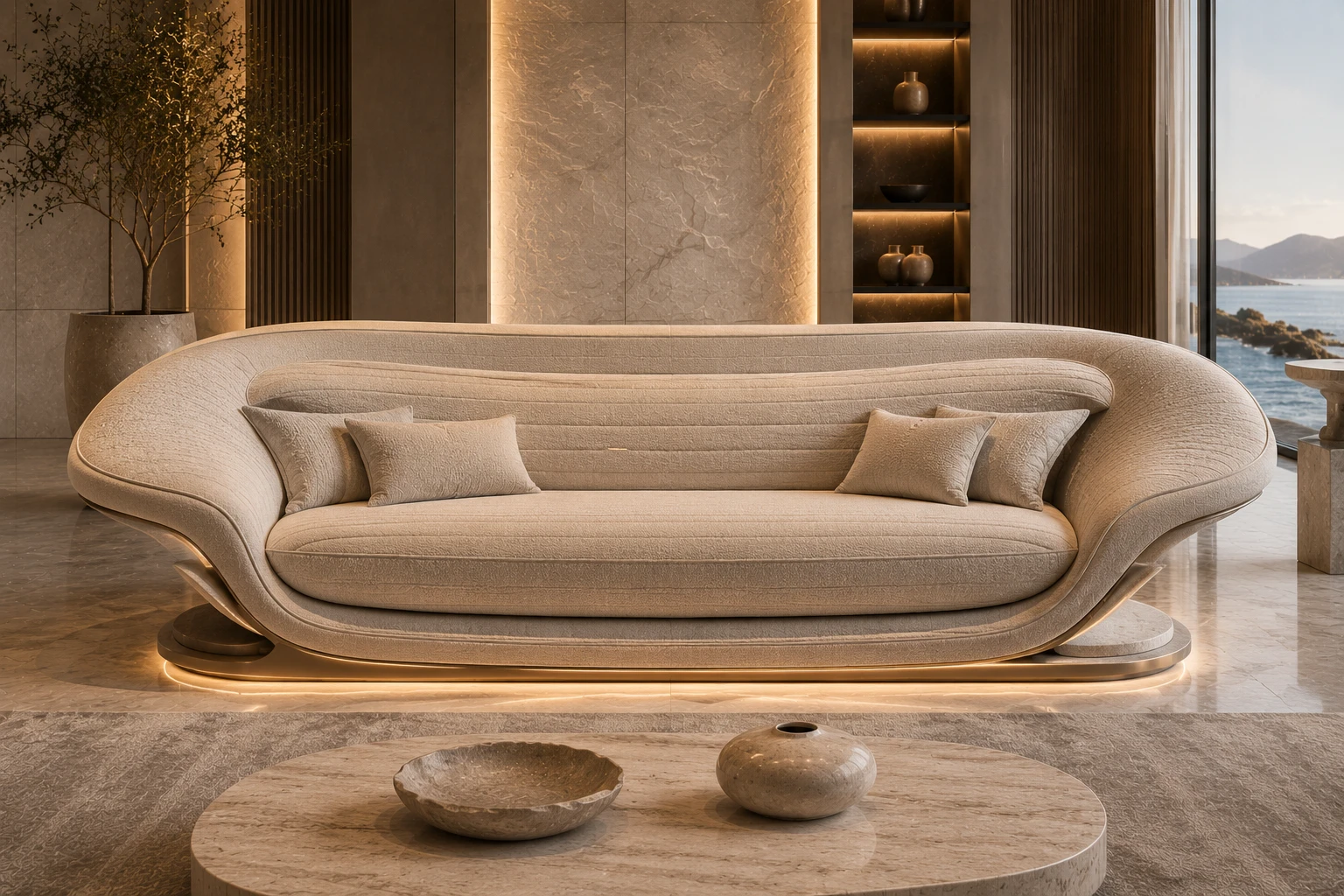 Premium Caramel Leather Sofa â Front View | TheStarWorld