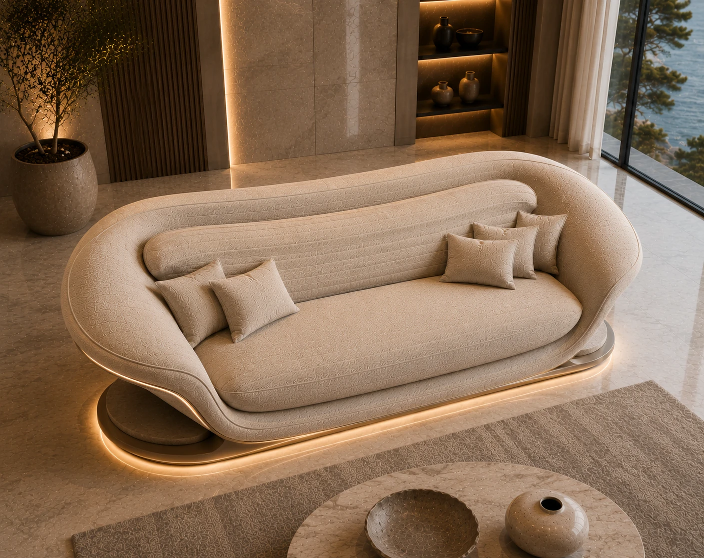 Premium Caramel Leather Sofa â Side Profile | TheStarWorld