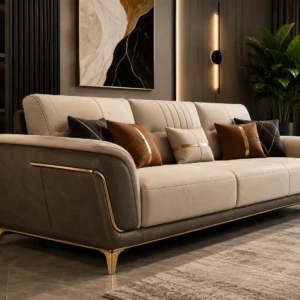 Royal Beige Green Gold Sofa - Side Profile | TheStarWorld Luxury Sofa