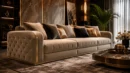 Luxury Tufted Golden Trim Sofa — Front View | TheStarWorld