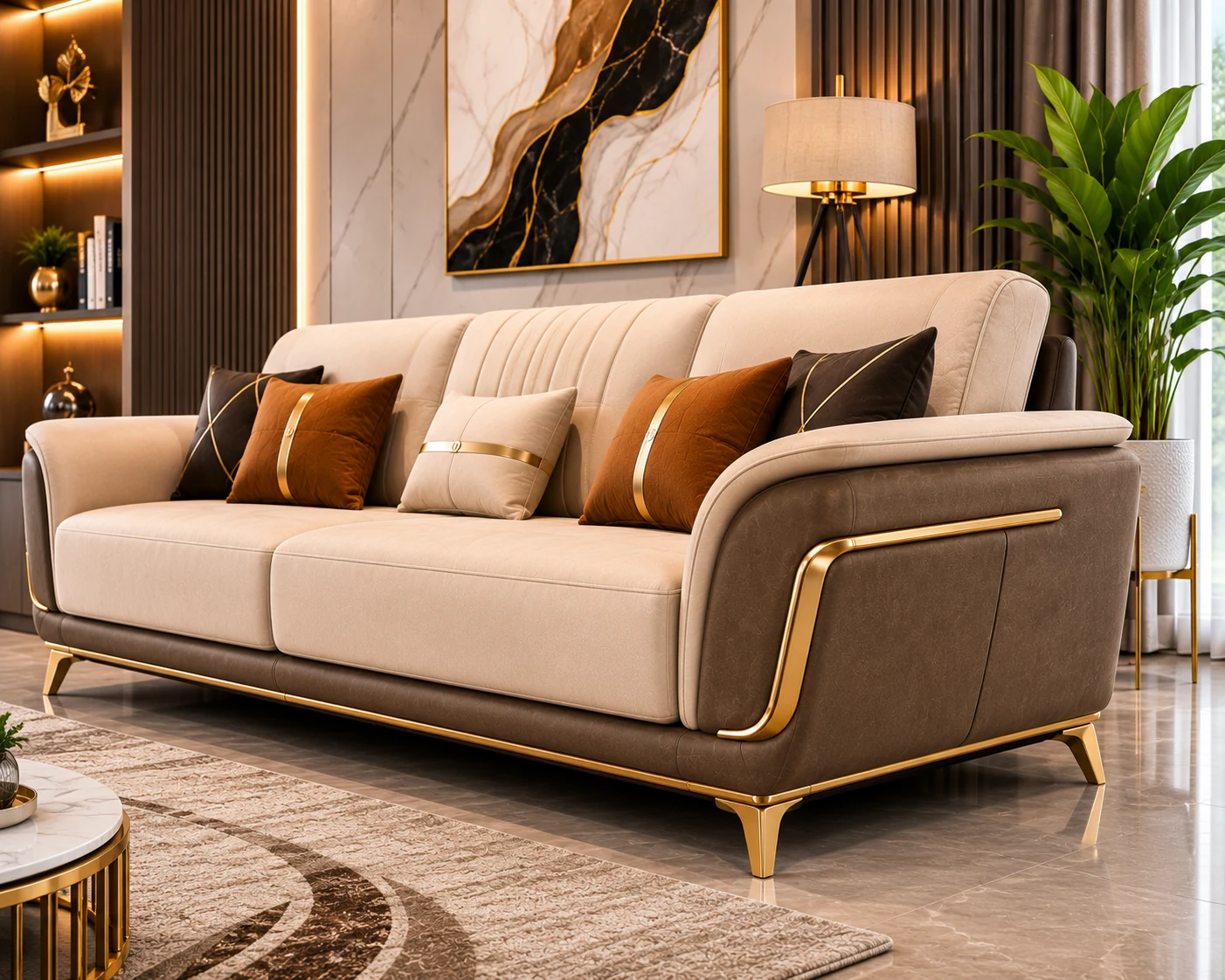 Royal Green Trim Sofa - Side Profile | TheStarWorld Luxury Sofa