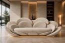 Elegant Ivory Boucle Sofa — Front View | TheStarWorld