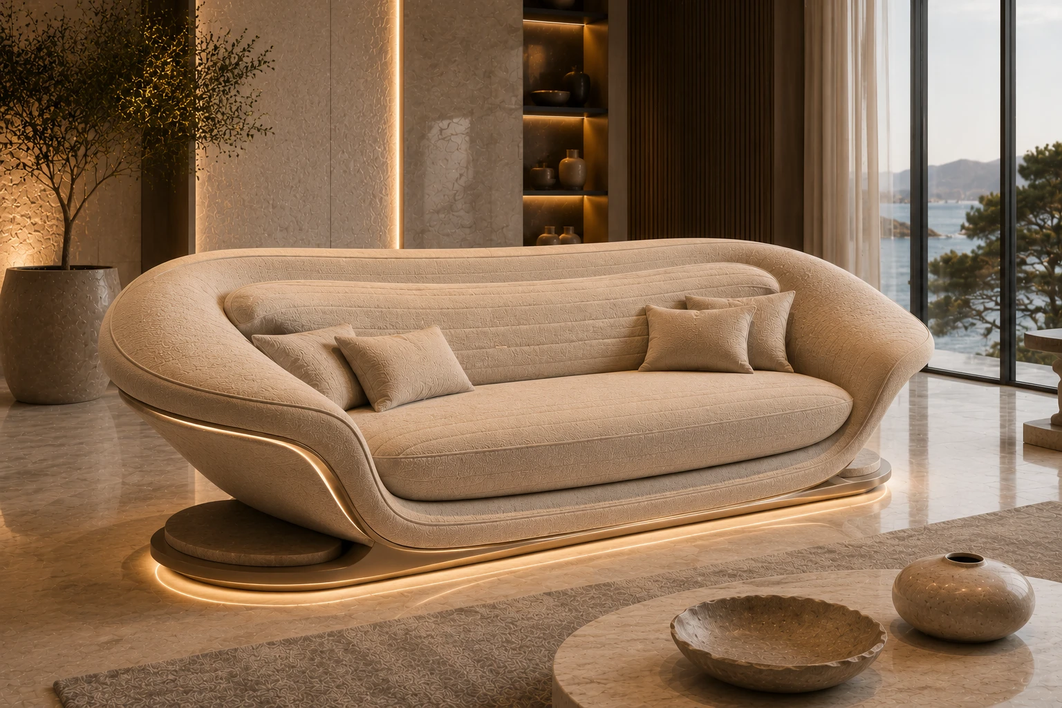 Premium Caramel Leather Sofa â Angled View | TheStarWorld