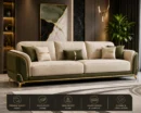 Royal Beige Green Gold Sofa - Front View | TheStarWorld Luxury Sofa